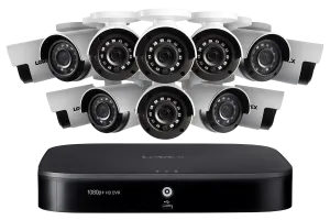 1080p HD 16-Channel Security System with 12 1080p HD Weatherproof Bullet Security Camera, Advanced Motion Detection and Smart Home Voice Control