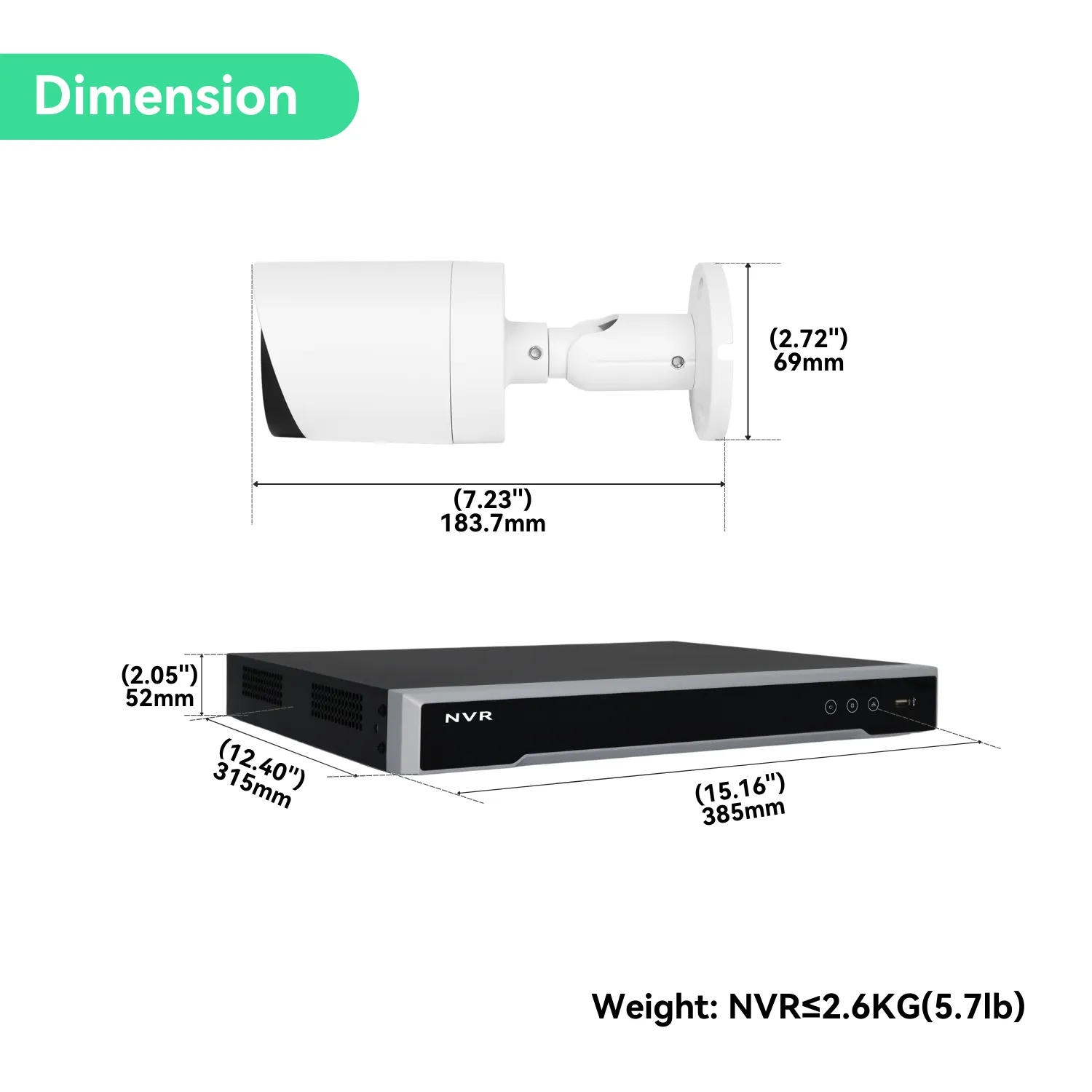 16CH PoE IP Camera System with (8) 4K Night Color Vision Cameras, 4TB HDD