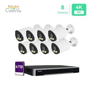 16CH PoE IP Camera System with (8) 4K Night Color Vision Cameras, 4TB HDD