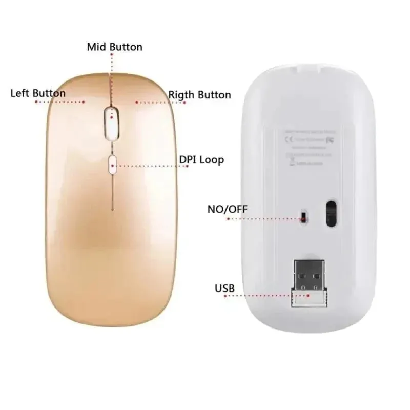 2.4g Rechargeable Wireless Gaming Mouse Portable Ergonomic Quiet and Magical for Laptops Tablets Ipads and Phones