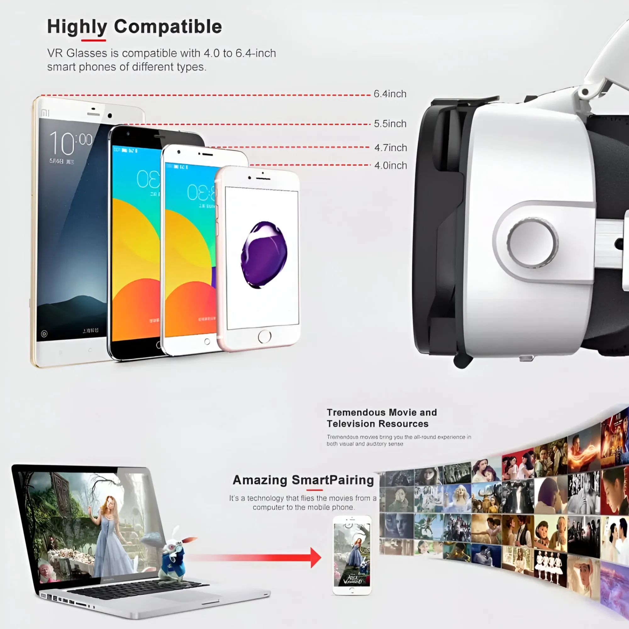 3F Virtual Reality Headset With Adjustable Comfortable Head Strap - 3f vr glasses