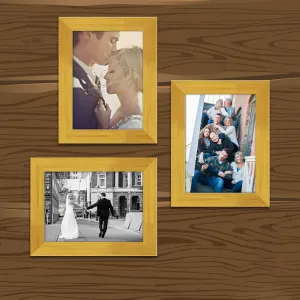 ArtzFolio Wall Photo Frame D460 | Wall Photo Frame Collage for Living Room | Picture Frames Home & Wall Decoration | Golden | Set of 3 Units | 5x7inch