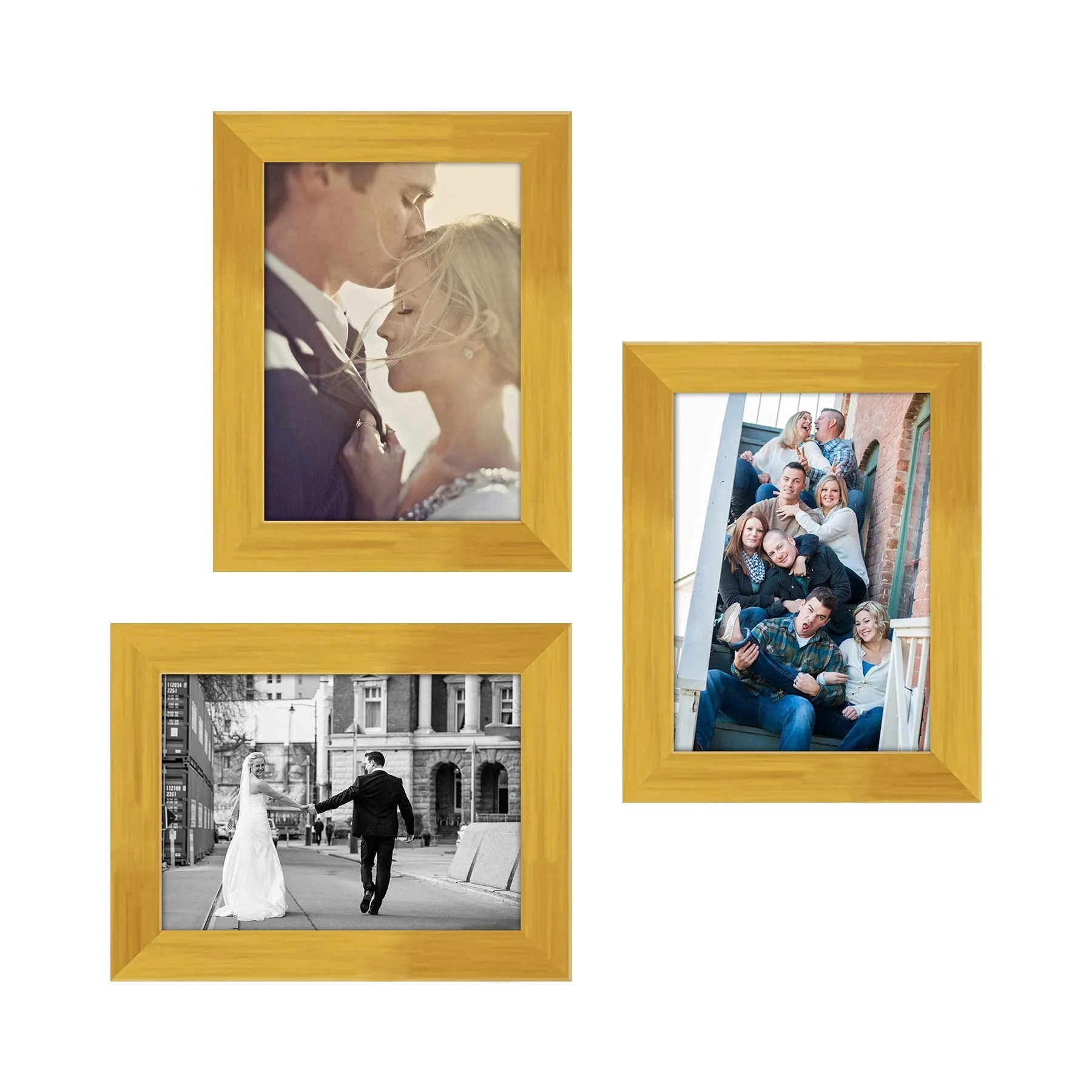 ArtzFolio Wall Photo Frame D460 | Wall Photo Frame Collage for Living Room | Picture Frames Home & Wall Decoration | Golden | Set of 3 Units | 5x7inch