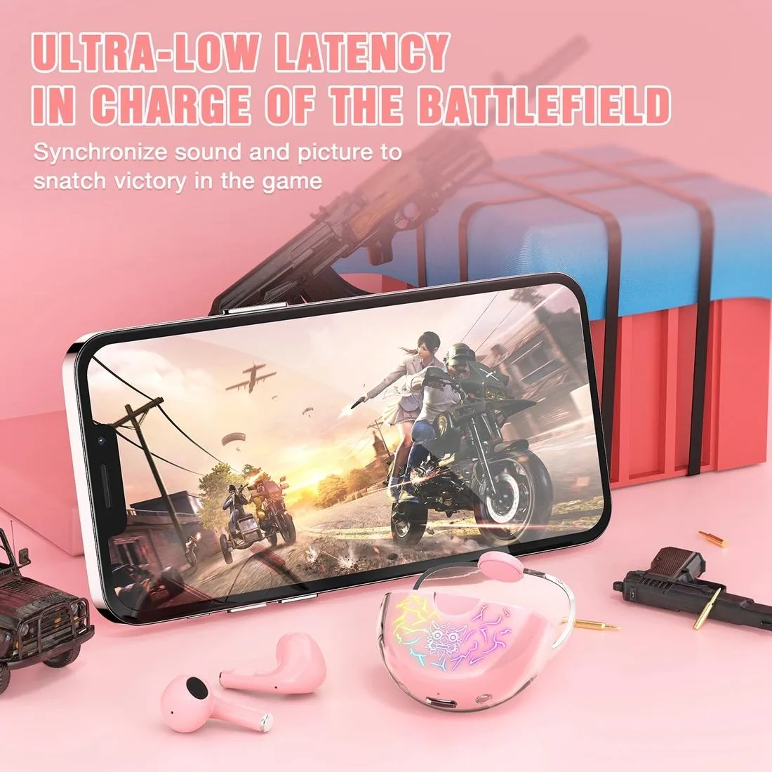 Black Wireless Gaming Earphones with Bluetooth