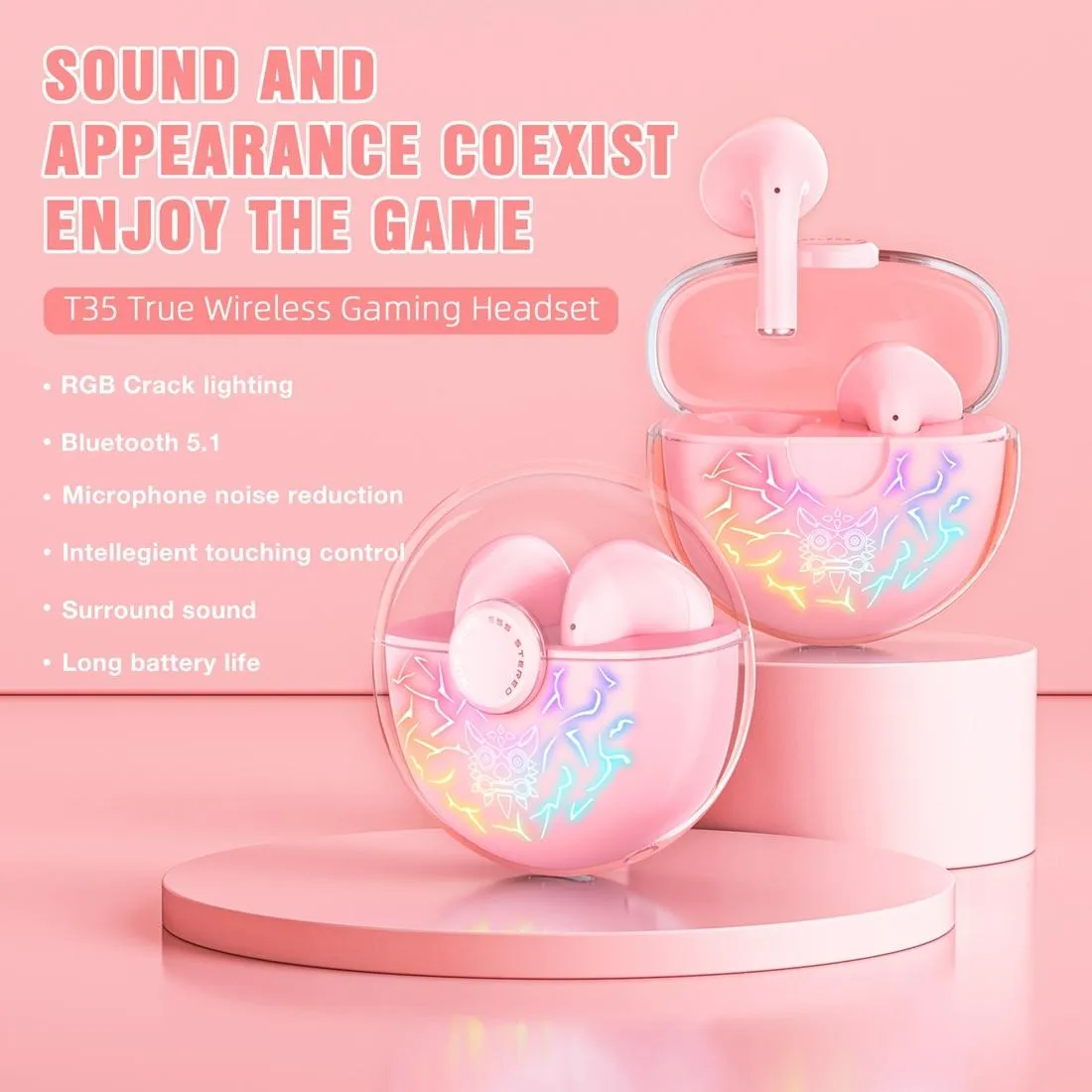 Black Wireless Gaming Earphones with Bluetooth