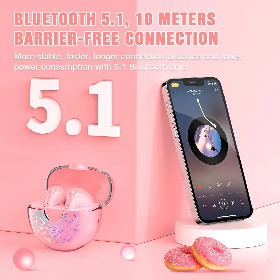 Black Wireless Gaming Earphones with Bluetooth