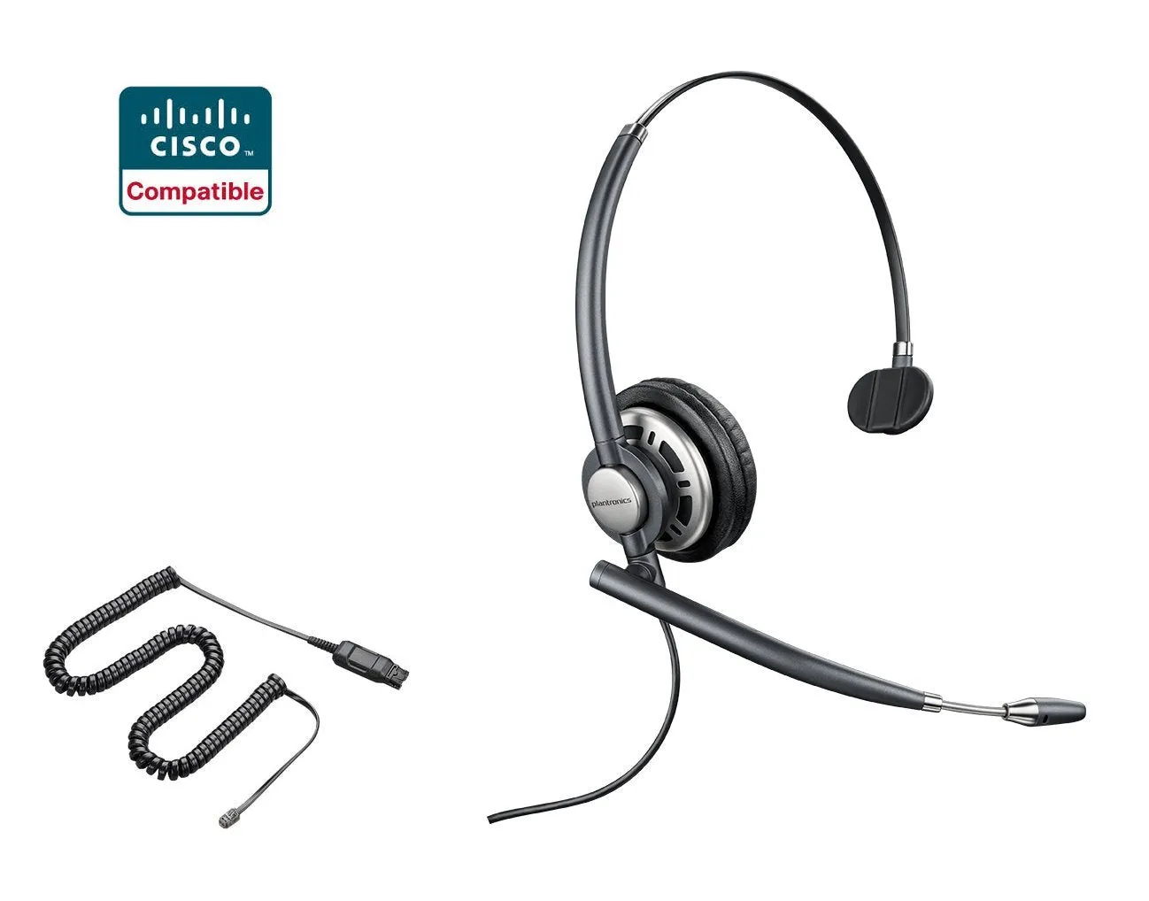 Cisco Certified Plantronics EncorePro HW710 Headset Bundle for Cisco 69xx, 78xx, 79xx, 89xx, 99xx Series