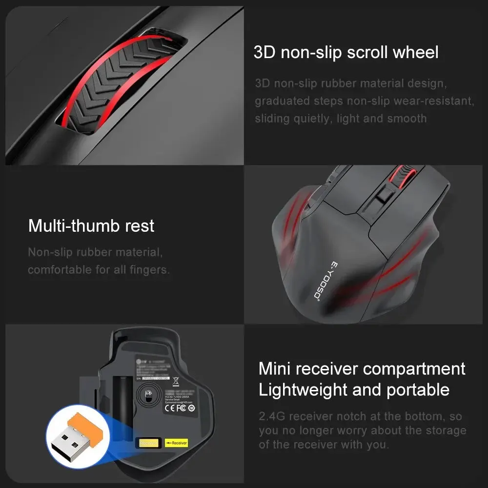 E Yooso x 31 Wireless Gaming Mouse for Big Hands 4800 Dpi 5 Buttons Paw3212 Sensor