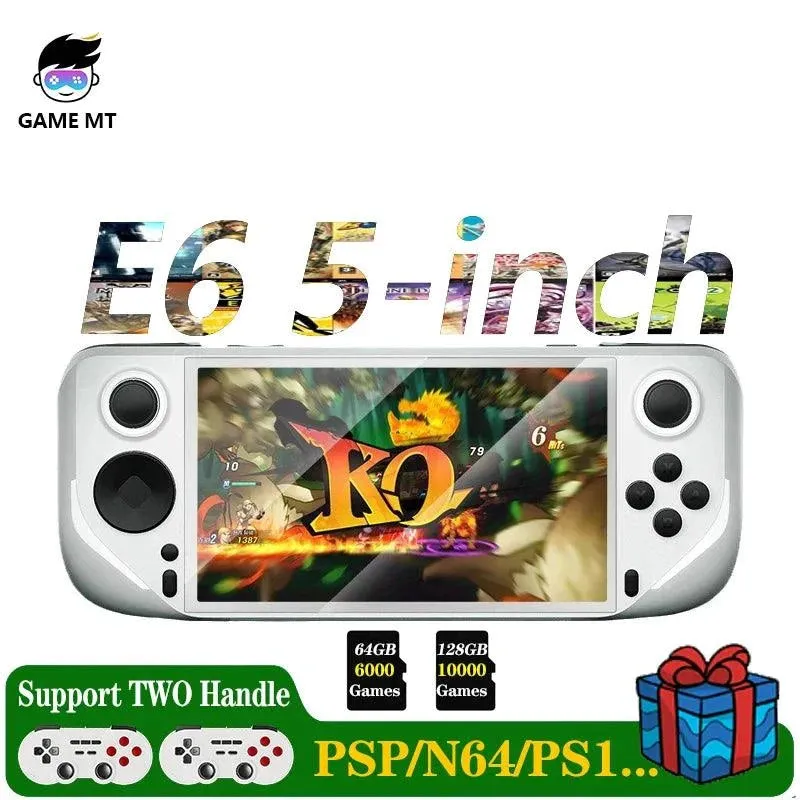 E6 Handheld GAME Console Portable Video Game 5-inch IPS Screen Retro Gamebox With 2.4G Wireless Controller Support PSP PS1 N64