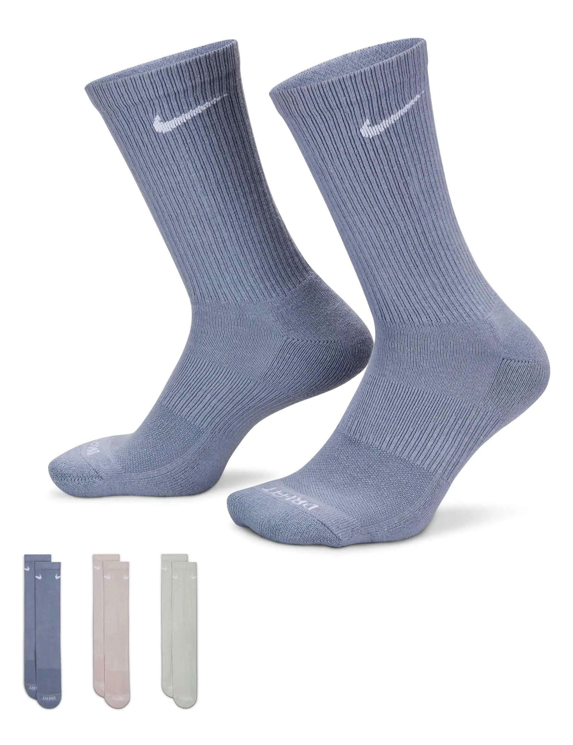 Everyday Plus Cushioned Socks (3 Pairs) - Blue/Pink/Green