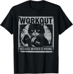 Funny Gym Parody Graphic For Cat Lovers, Ironic Workout Meme T-Shirt
