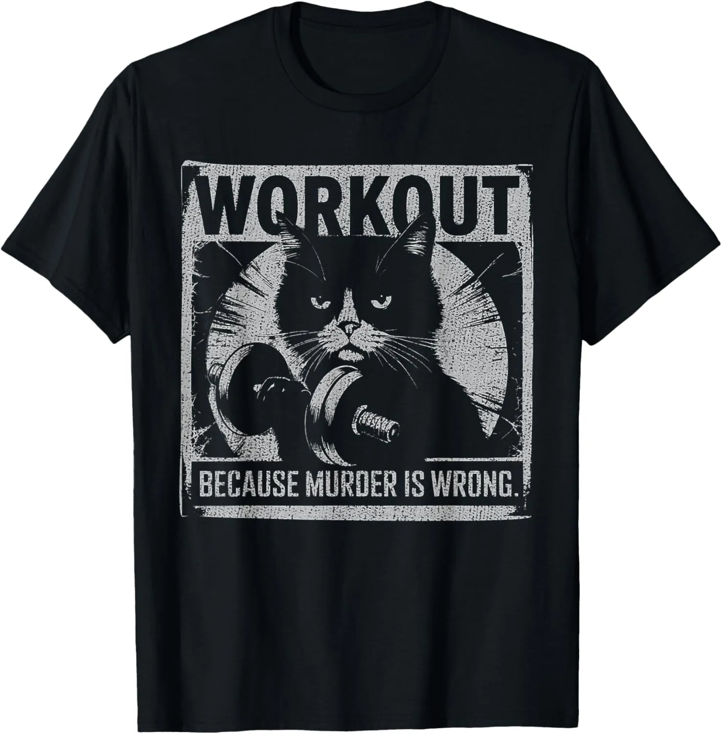 Funny Gym Parody Graphic For Cat Lovers, Ironic Workout Meme T-Shirt