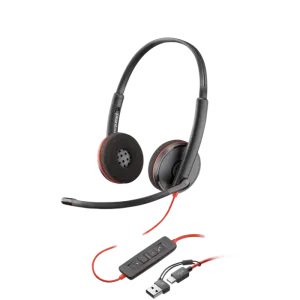 HP Poly Blackwire 3220 Stereo USB-C Headset with USB-C to USB-A Adapter