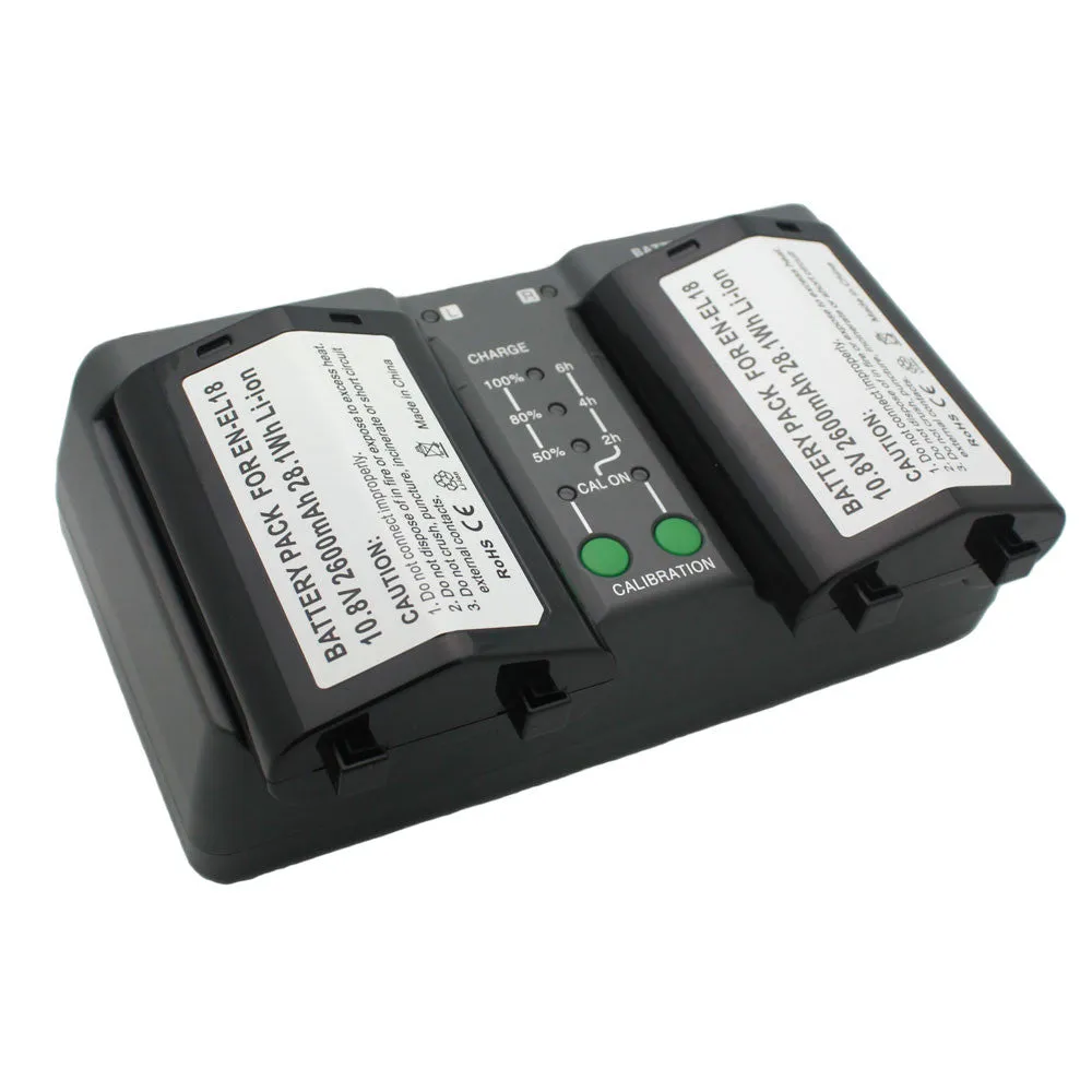 Kapaxen™ MH-26 Dual Charger for Nikon EN-EL18 EN-EL18a Batteries