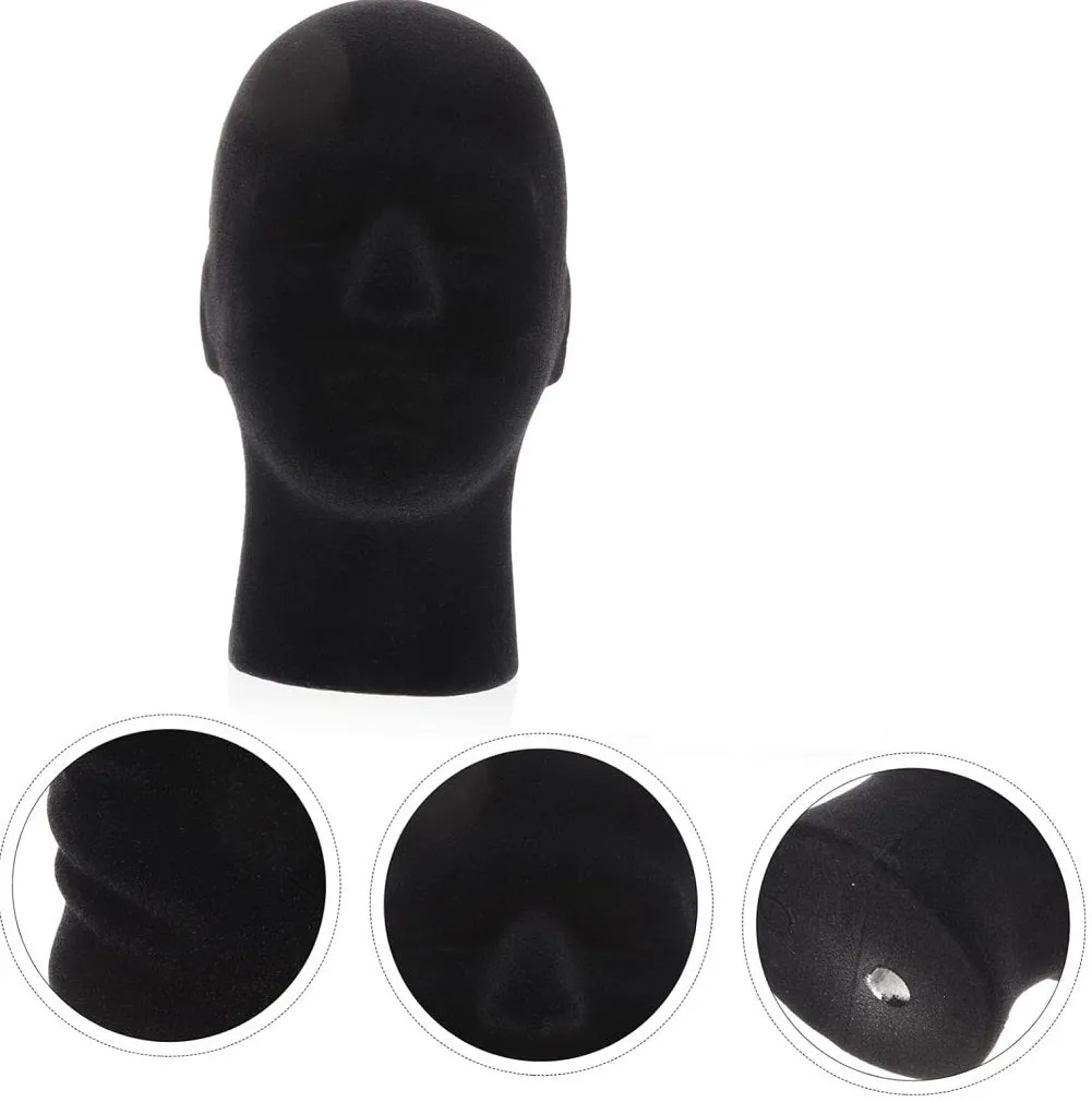 Male Styrofoam Wig Head Model Mannequin Black