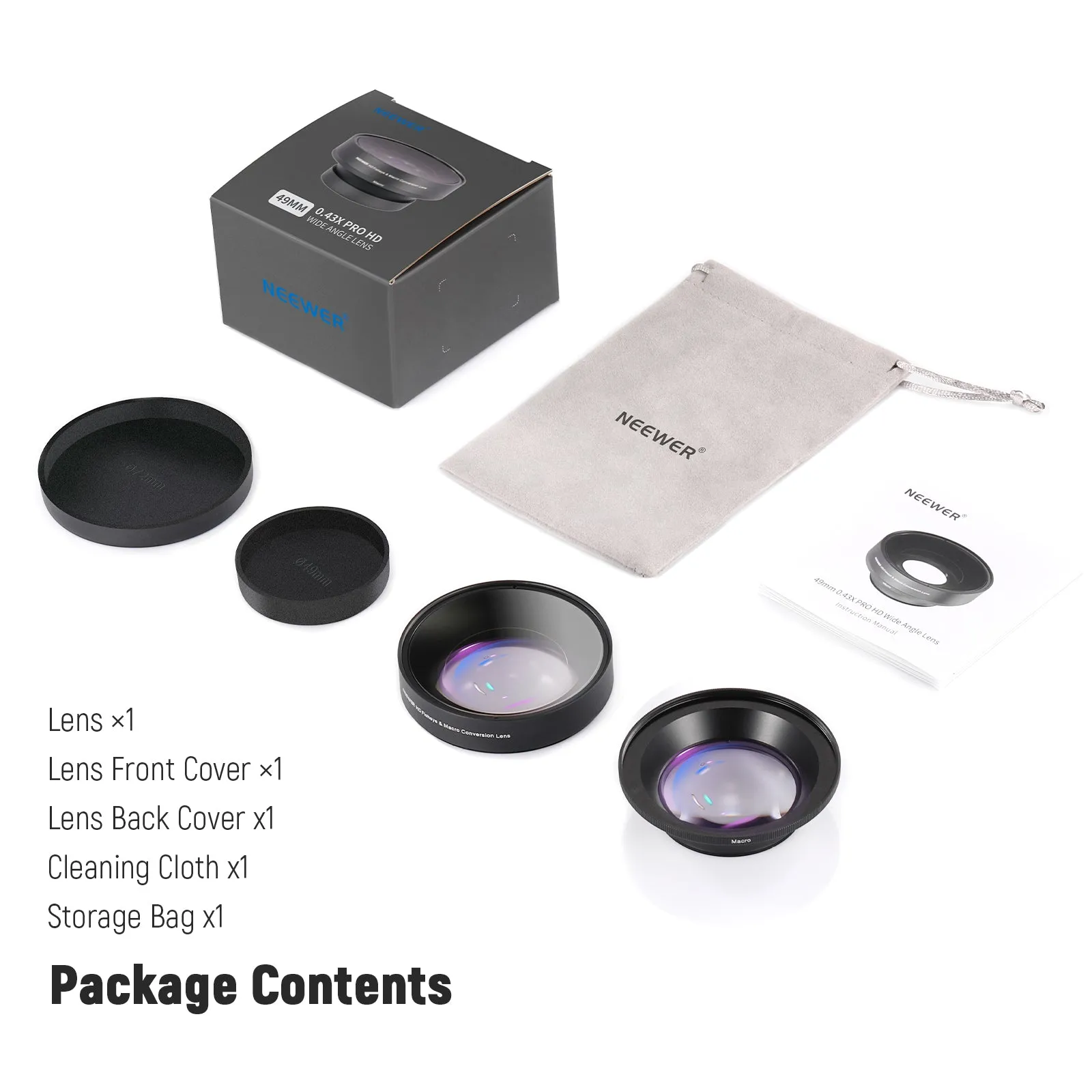NEEWER LS-20 0.43X HD 2 in 1 Fisheye & Macro Lens