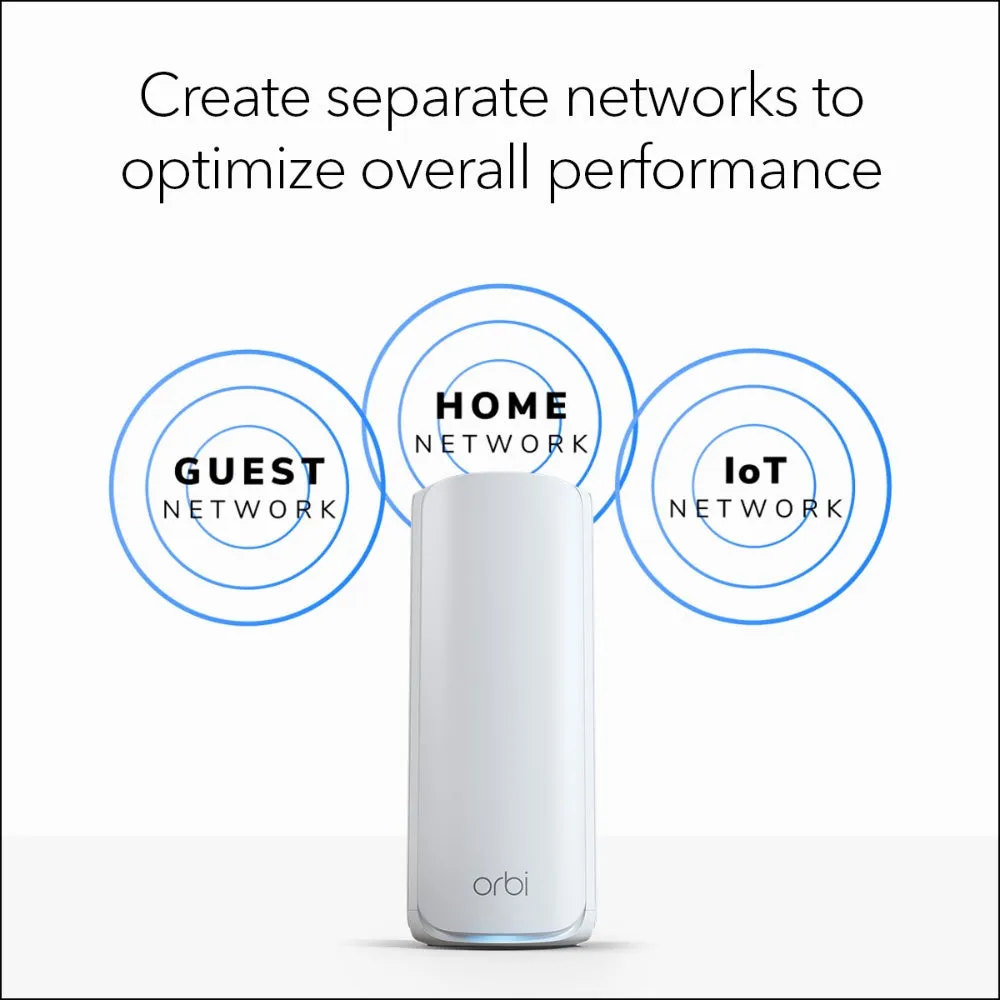 NETGEAR Orbi 770 Series Tri-Band WiFi 7 Mesh Network System (RBE773) - Router   2 Satellite Extenders, Security Features, Up to 11Gbps, Covers up to 8,000 sq. ft., 100 Devices, 2.5 Gig Internet Port