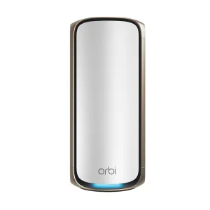 NETGEAR Orbi 970 Series Quad-Band WiFi 7 Mesh Router (RBE971S), Covers Up to 3,300 sq. ft., 200 Devices, 10 Gig Internet Port, Expandable to Create A Mesh System, BE27000 802.11be (Up to 27Gbps) - White
