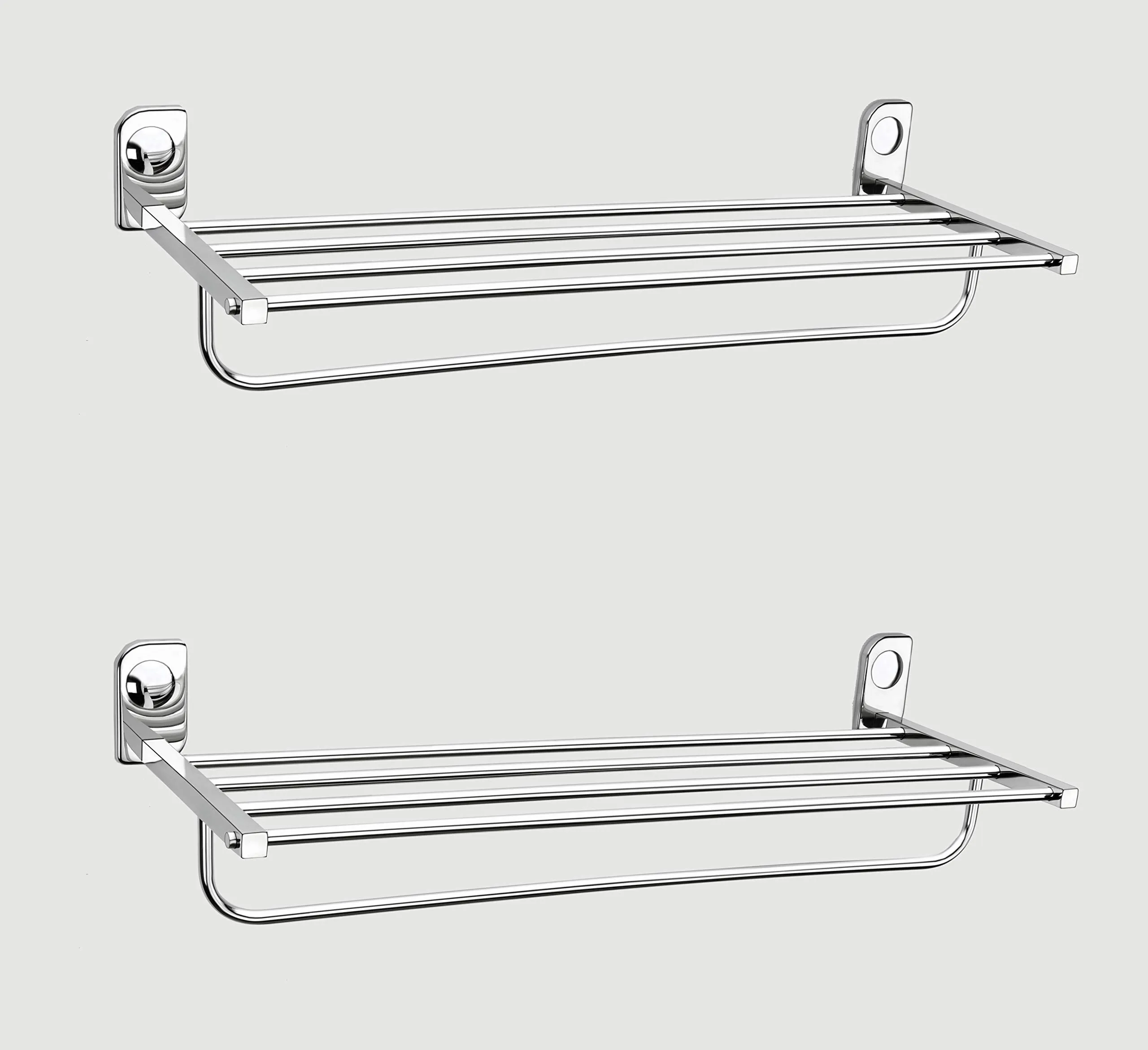Plantex Dream Stainless Steel Towel Rack for Bathroom/Towel Stand/Towel Hanger/Bathroom Accessories (24-inch/Chrome) - Pack of 2