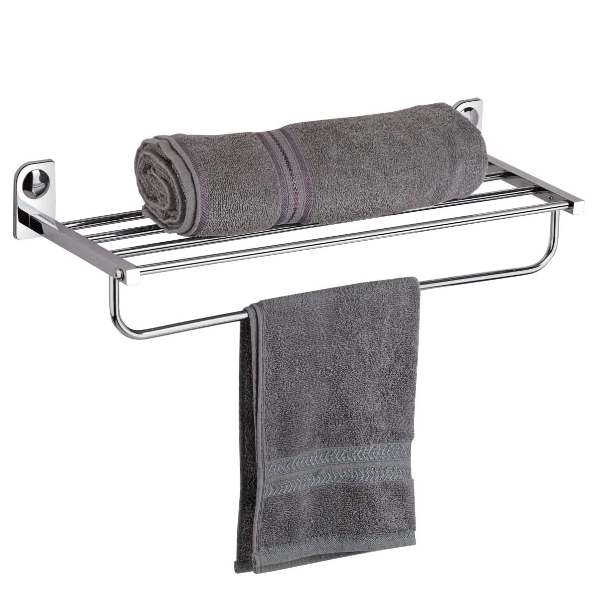 Plantex Dream Stainless Steel Towel Rack for Bathroom/Towel Stand/Towel Hanger/Bathroom Accessories (24-inch/Chrome) - Pack of 2