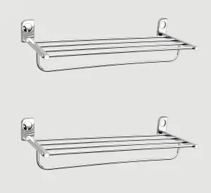 Plantex Dream Stainless Steel Towel Rack for Bathroom/Towel Stand/Towel Hanger/Bathroom Accessories (24-inch/Chrome) - Pack of 2