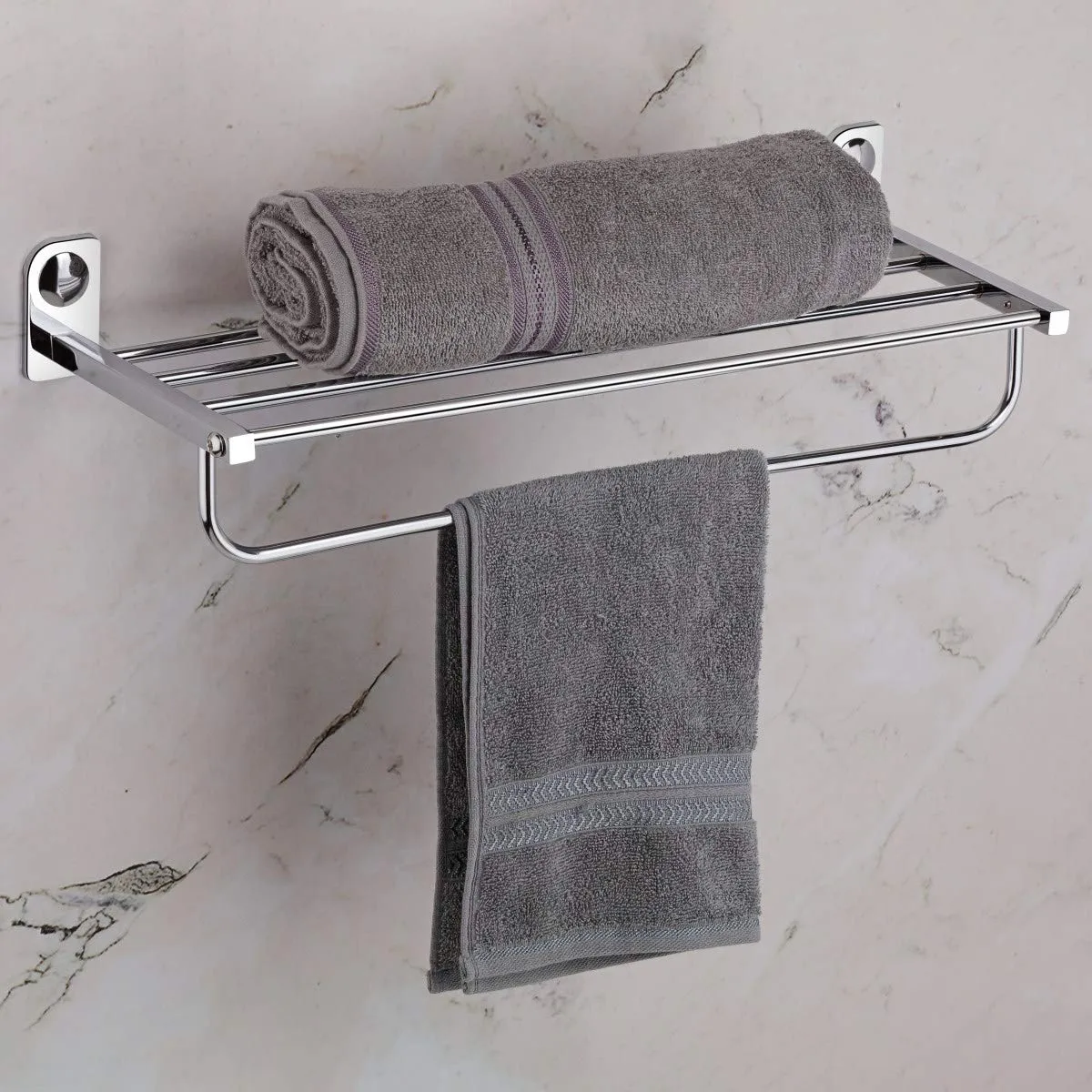 Plantex Dream Stainless Steel Towel Rack for Bathroom/Towel Stand/Towel Hanger/Bathroom Accessories (24-inch/Chrome) - Pack of 2
