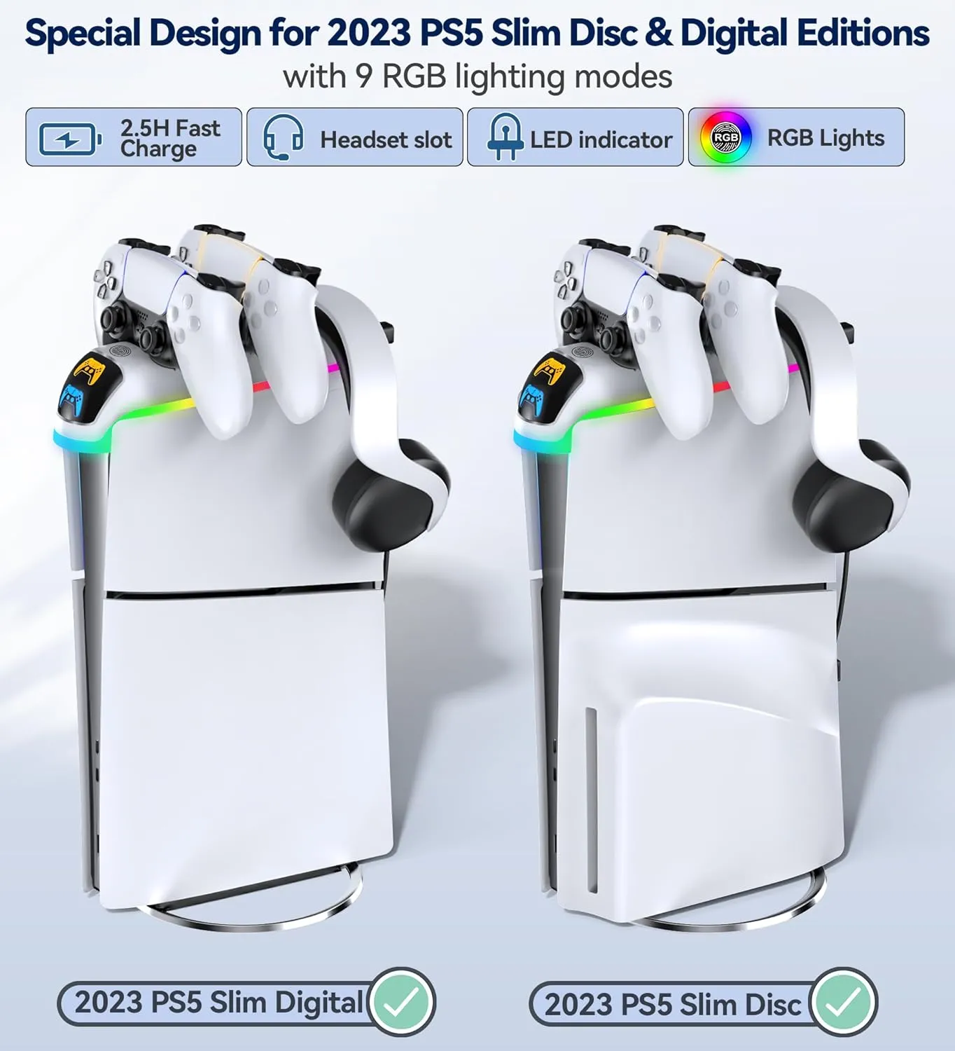 PS5 Controller Charger Station with RGB Light