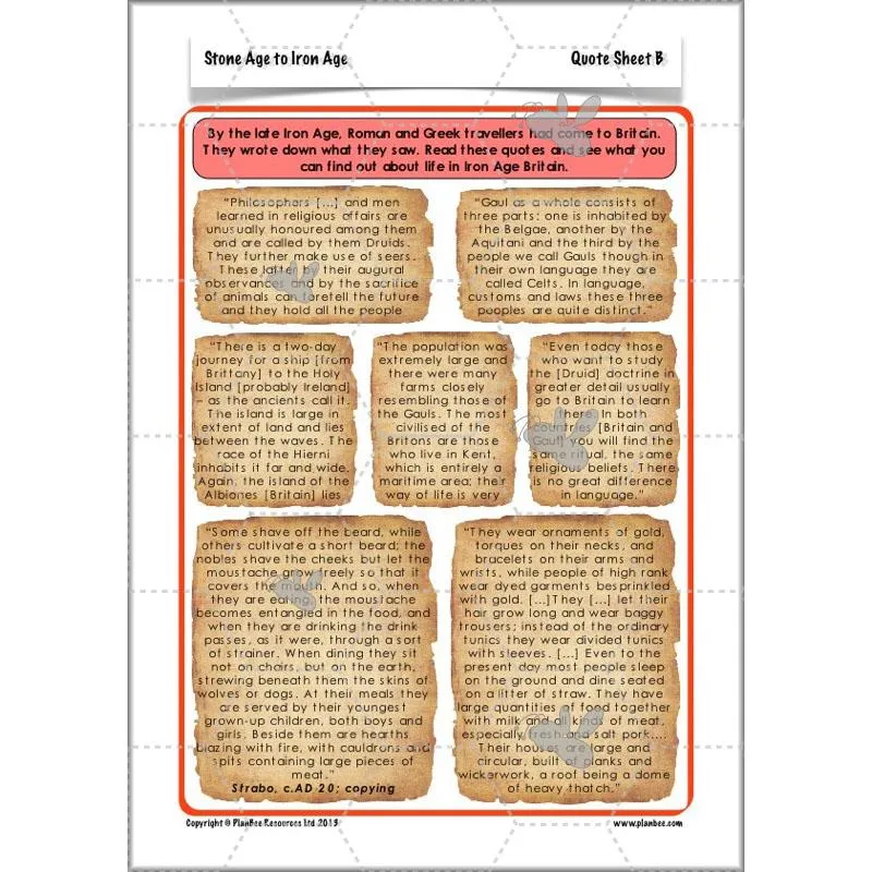 The Prehistoric World Topic (Stone Age to Iron Age)