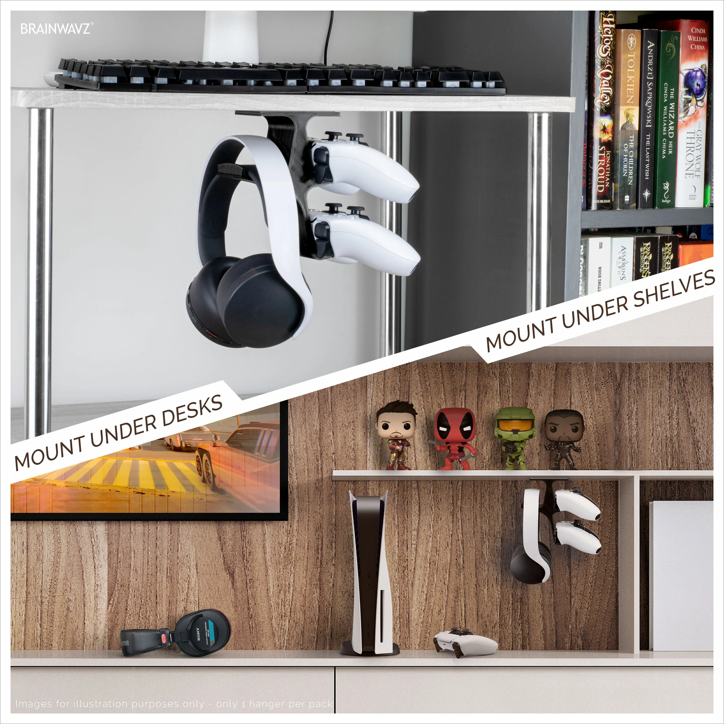 The Treo - Under Desk Dual Controller & Headphone Hanger