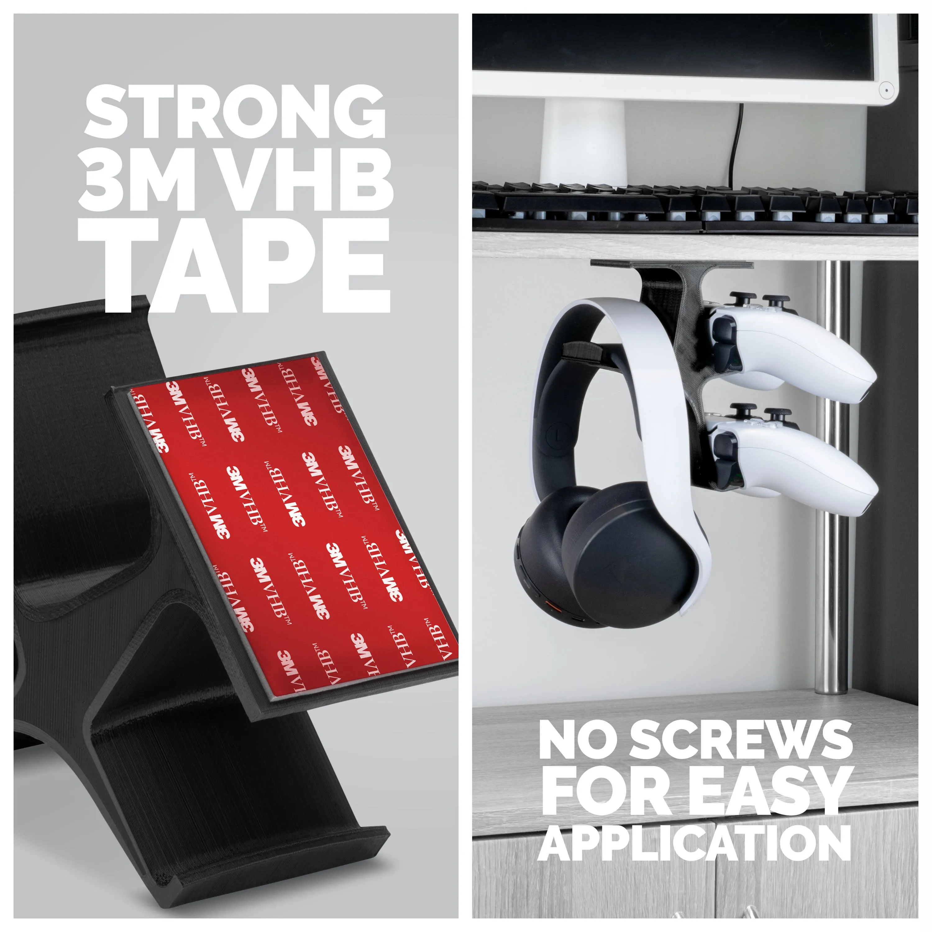 The Treo - Under Desk Dual Controller & Headphone Hanger