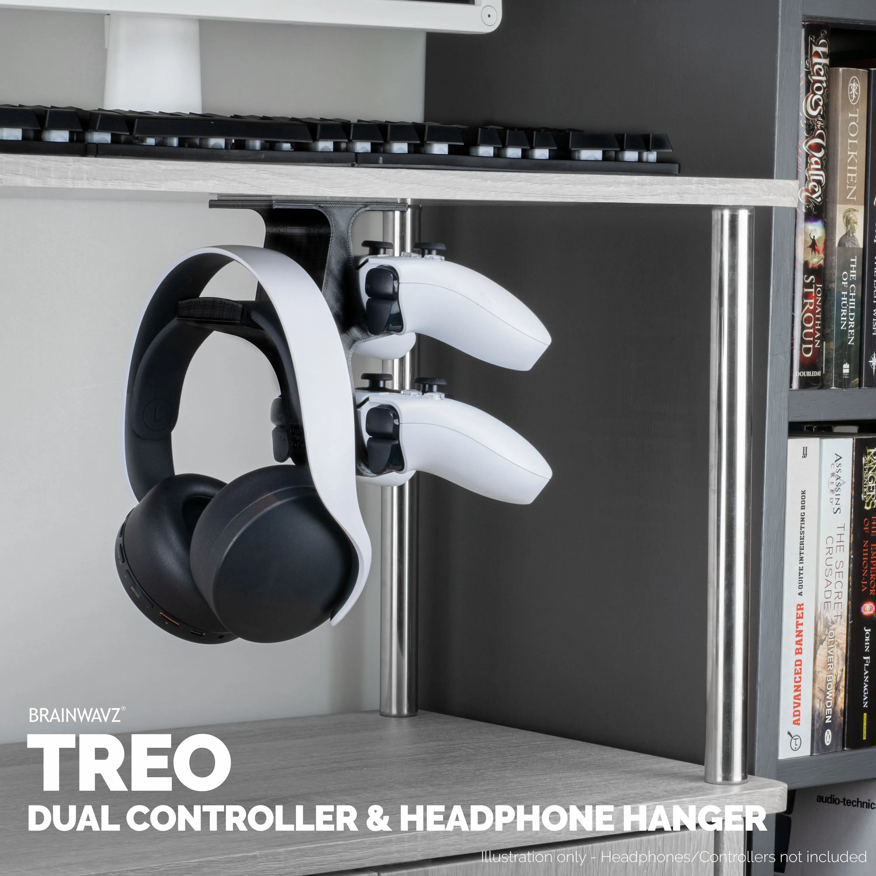 The Treo - Under Desk Dual Controller & Headphone Hanger